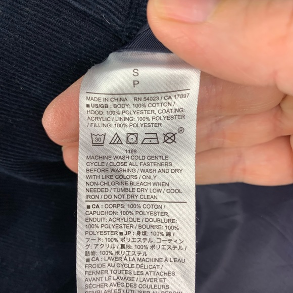 Banana Republic MENS SMALL Corduroy Puffer Coat Jacket Down Navy - Picture 10 of 14